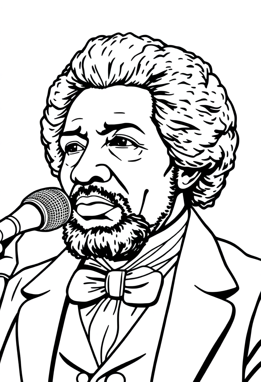 Frederick Douglass Speaking coloring page, free printable
