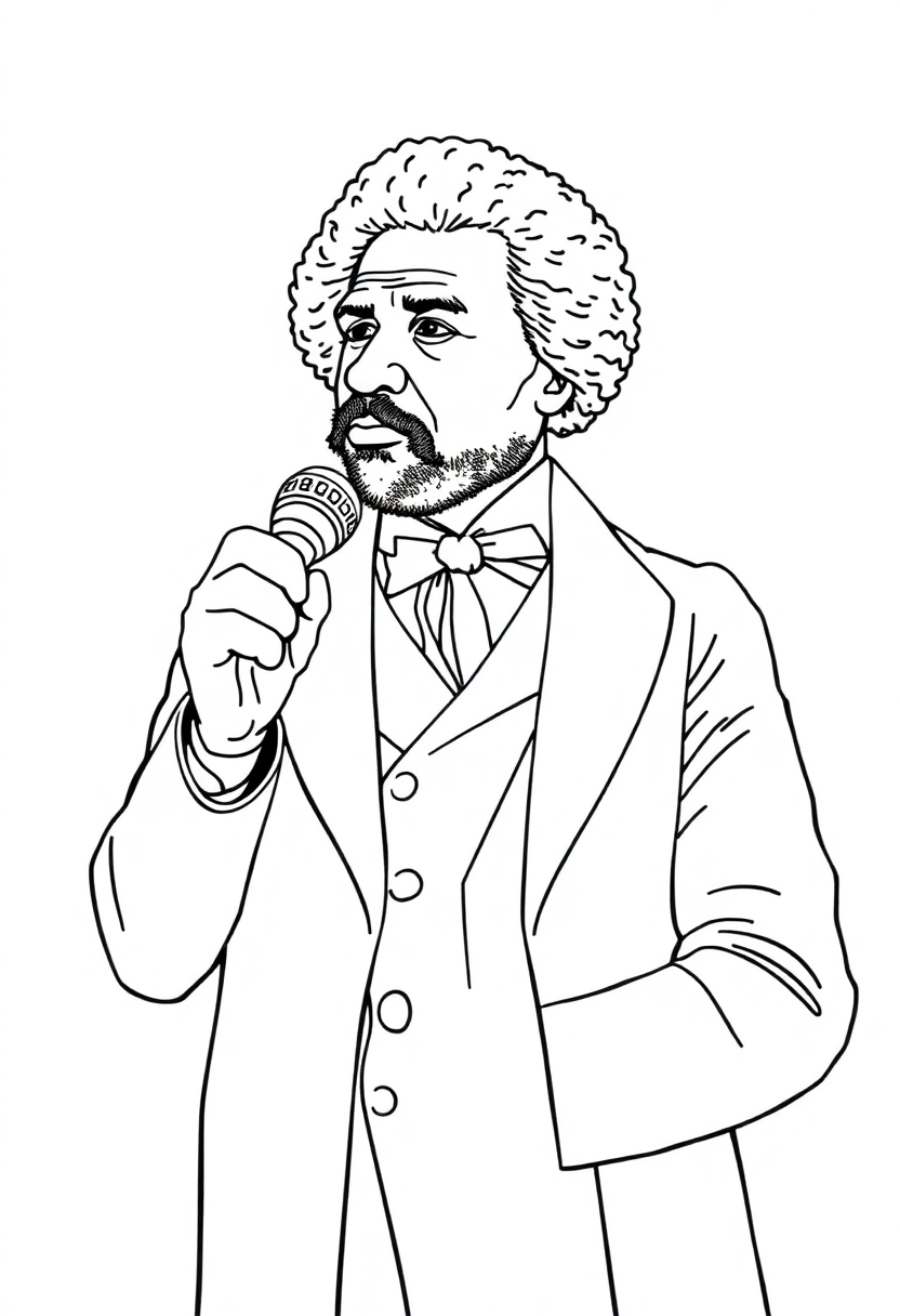 Frederick Douglass Speaking coloring page, free printable