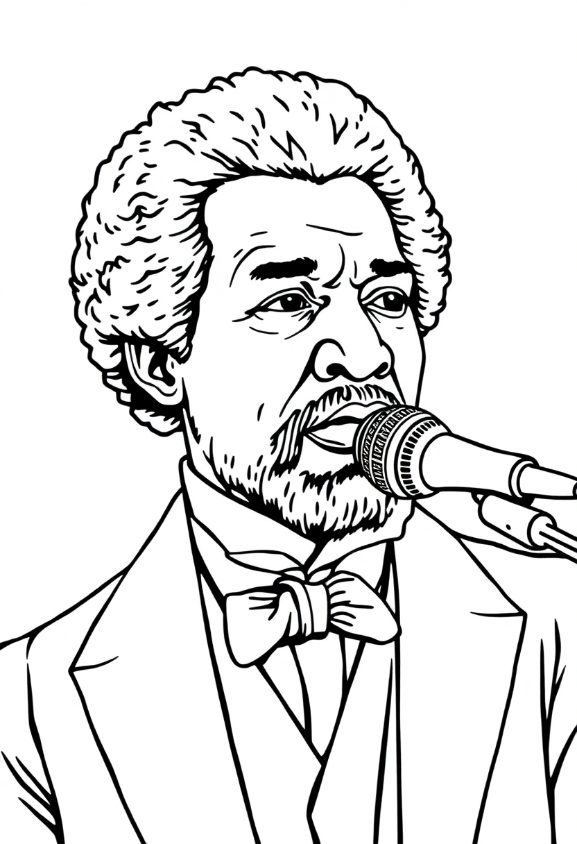 Frederick Douglass Speaking coloring page, free printable