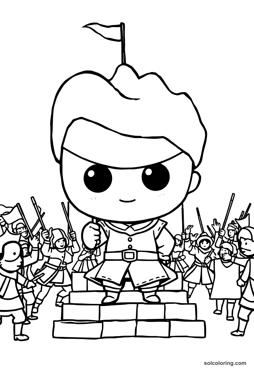 Chibi French Revolution Storming of the Bastille coloring page, free printable chibi style