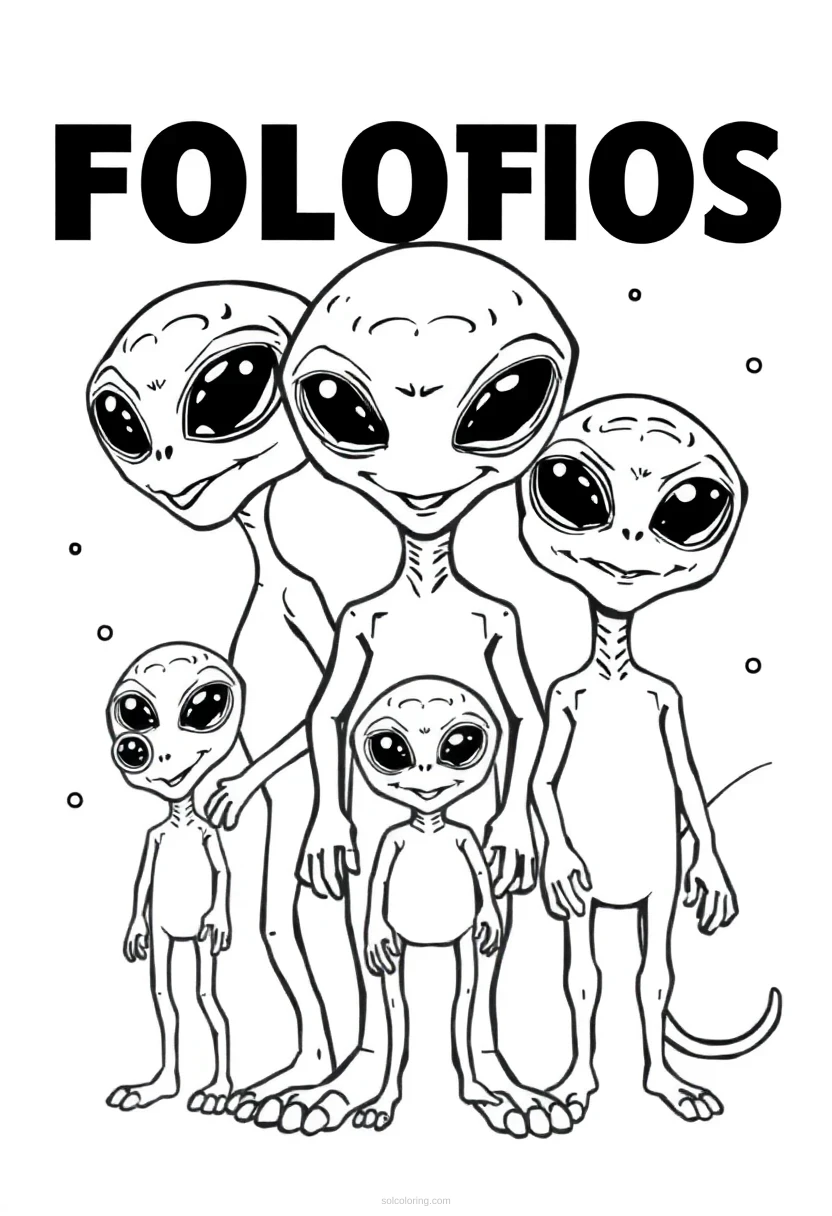 Friendly Alien Family coloring pages
