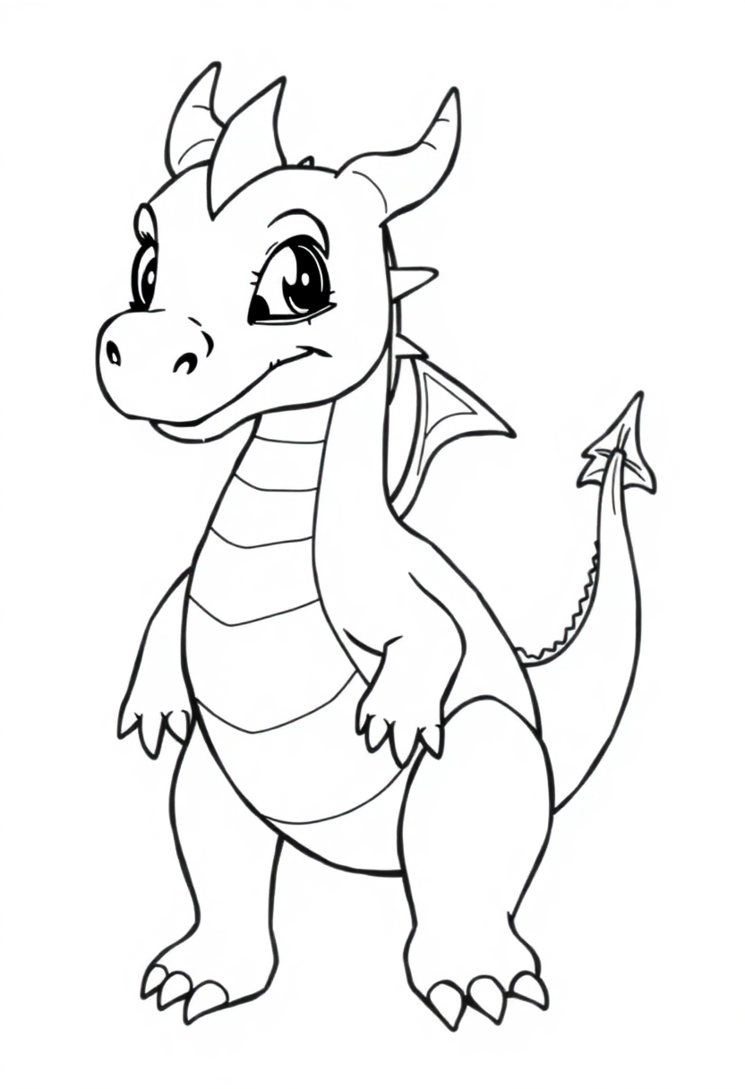 Friendly Dragon coloring page, free printable