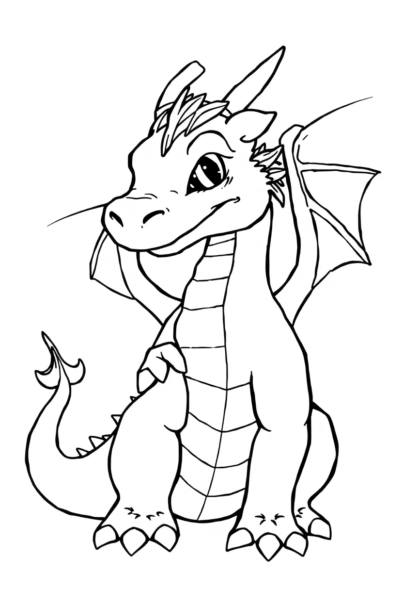 Friendly Dragon coloring page, free printable