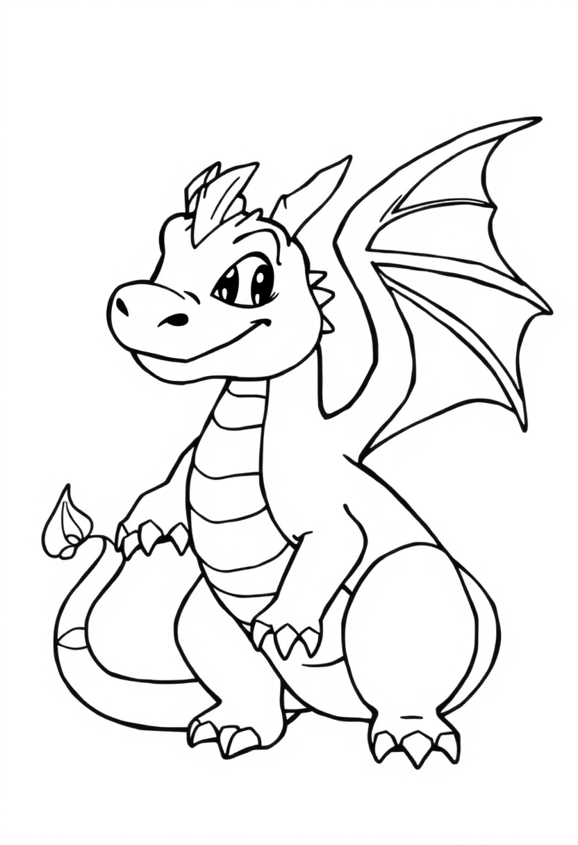 Friendly Dragon coloring page, free printable
