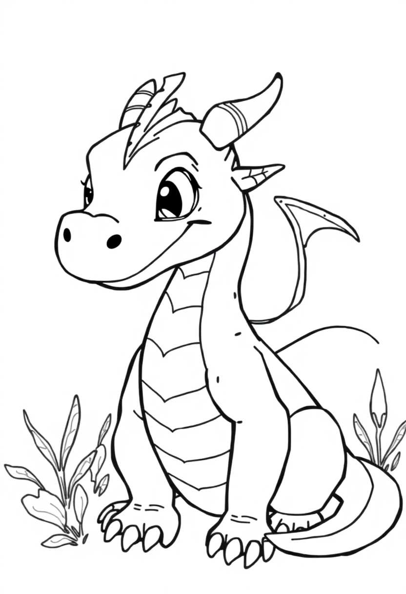 Friendly Dragon coloring page, free printable