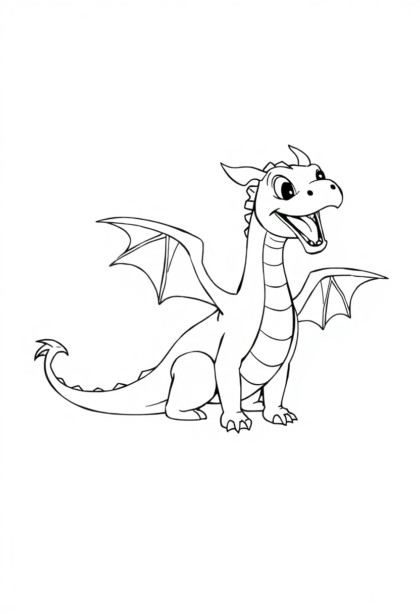 Friendly Dragon coloring page, free printable