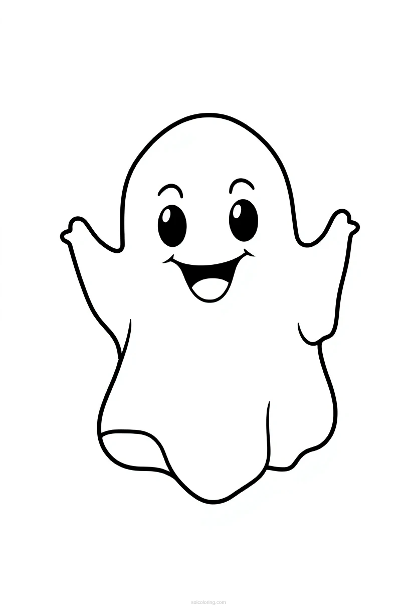 Friendly Ghost coloring page for kids
