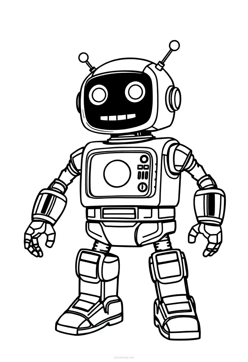 Friendly Robot Helper coloring page for kids