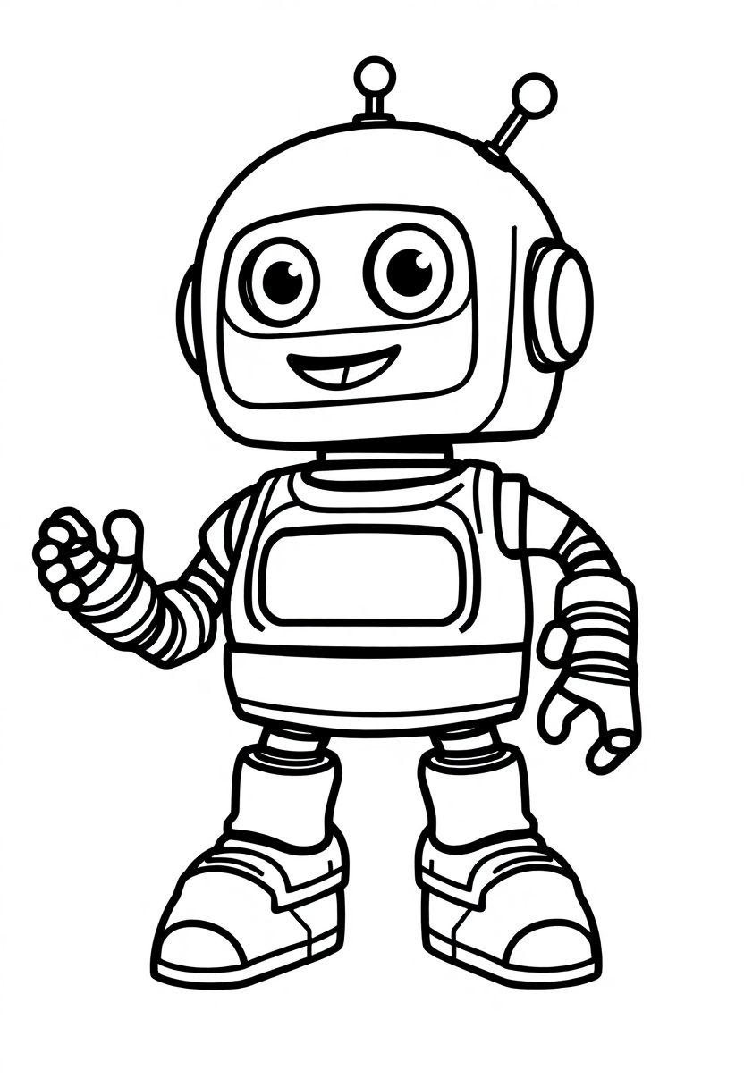 Friendly Robot Helper coloring page, free printable