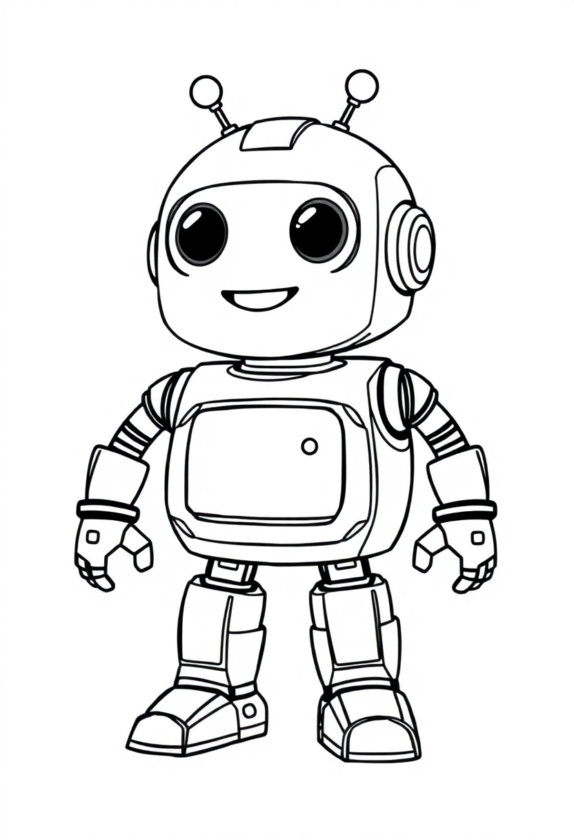Friendly Robot Helper coloring page, free printable
