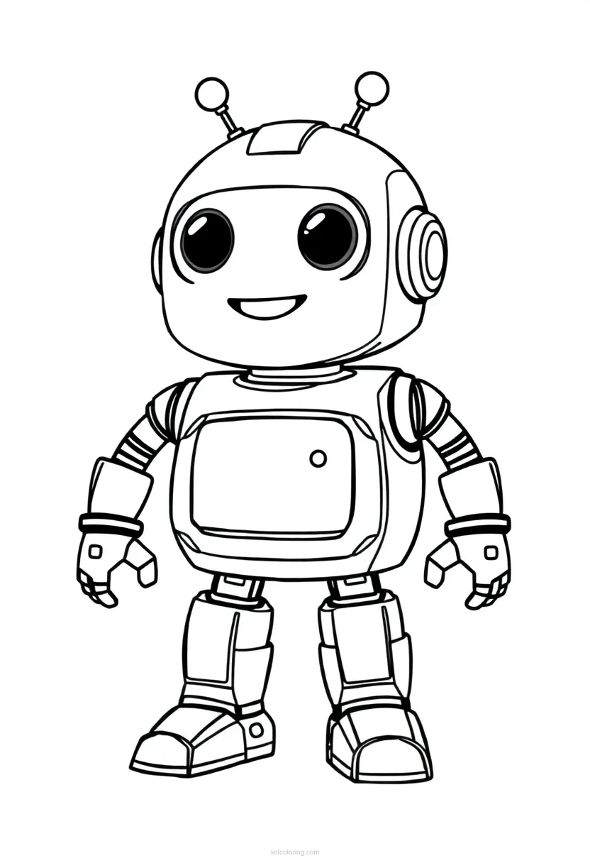 Friendly Robot Helper coloring page for kids