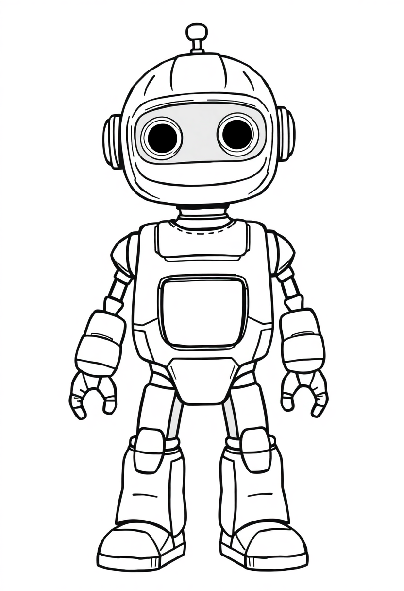 Friendly Robot Helper coloring page, free printable