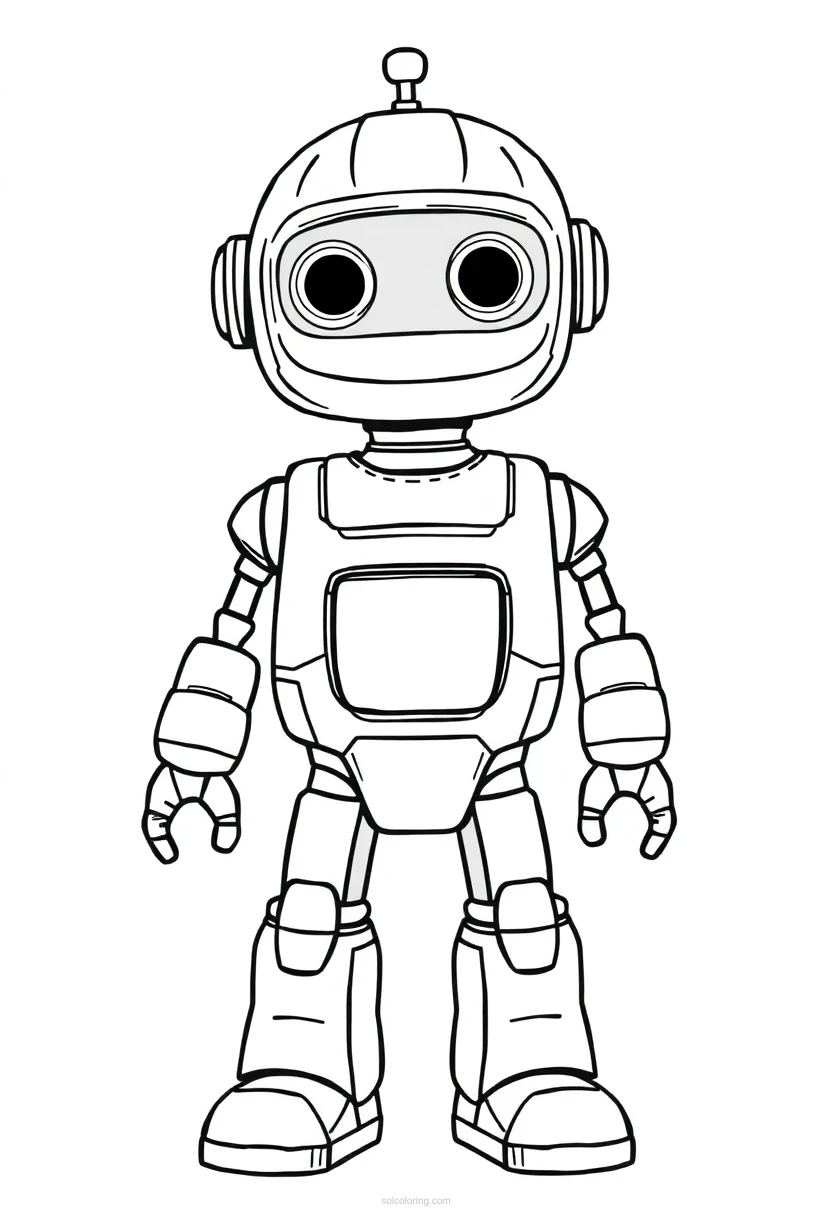 Friendly Robot Helper coloring page for kids