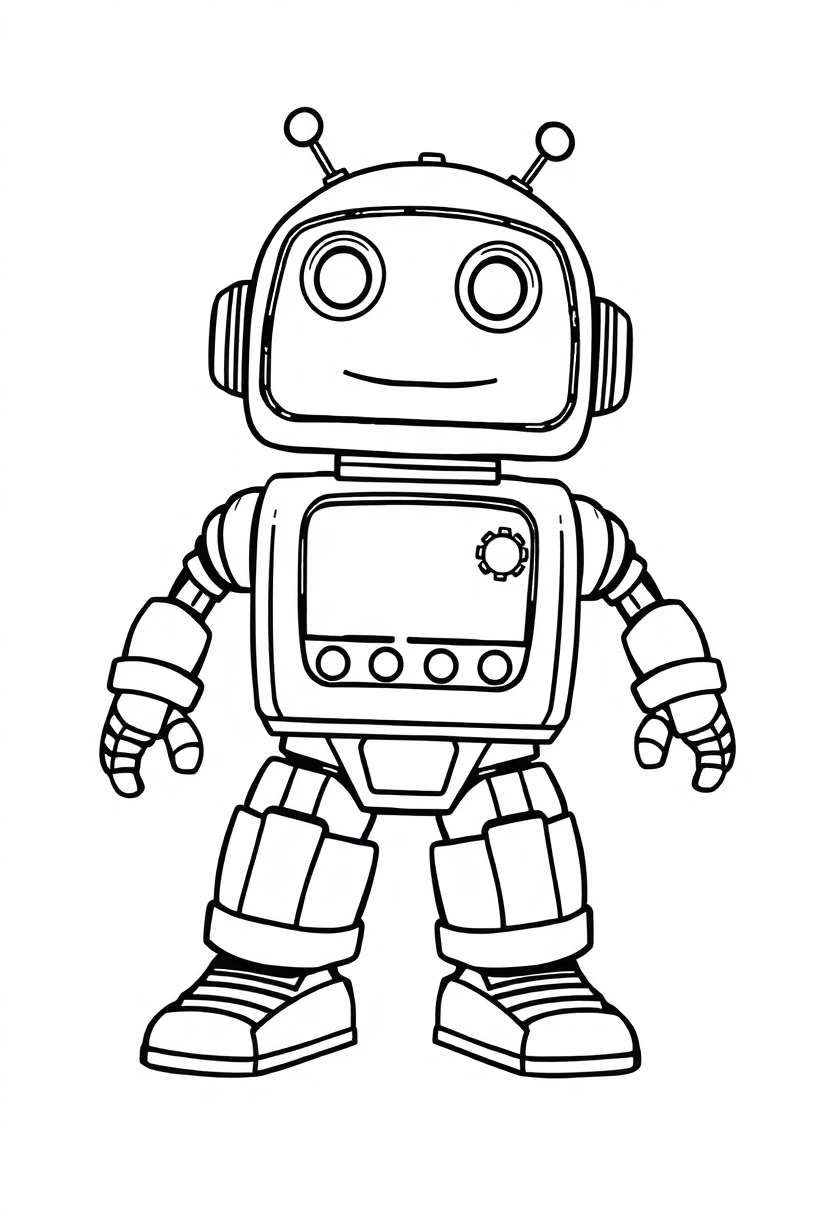 Friendly Robot Helper coloring page, free printable