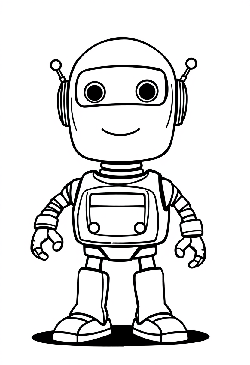 Friendly Robot Helper coloring page, free printable
