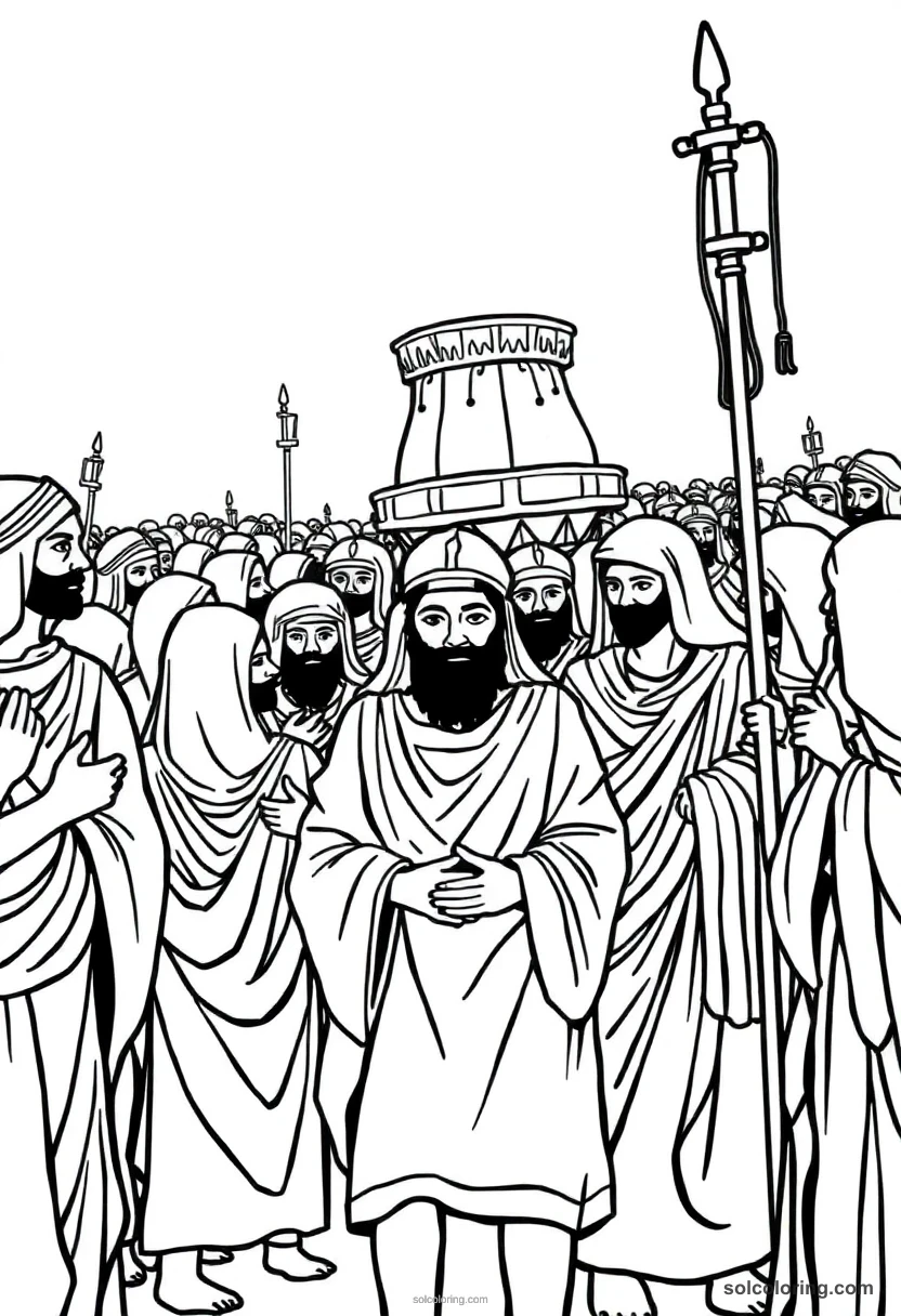Funeral Procession With Mourners coloring pages