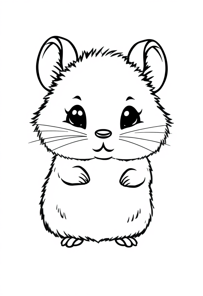 Fuzzy Chinchilla coloring page, free printable standard style for kids and adults