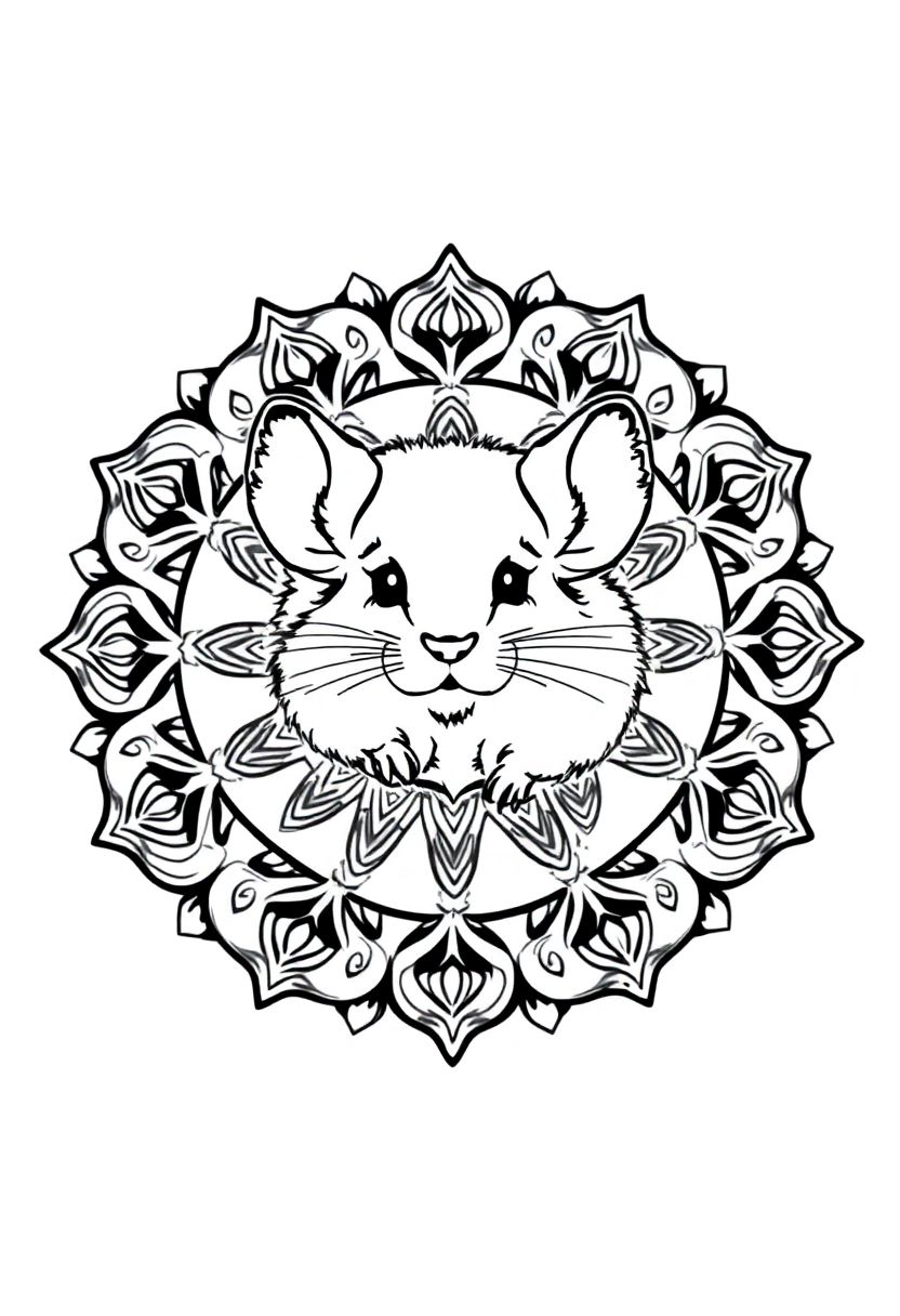 Fuzzy Chinchilla coloring page, free printable