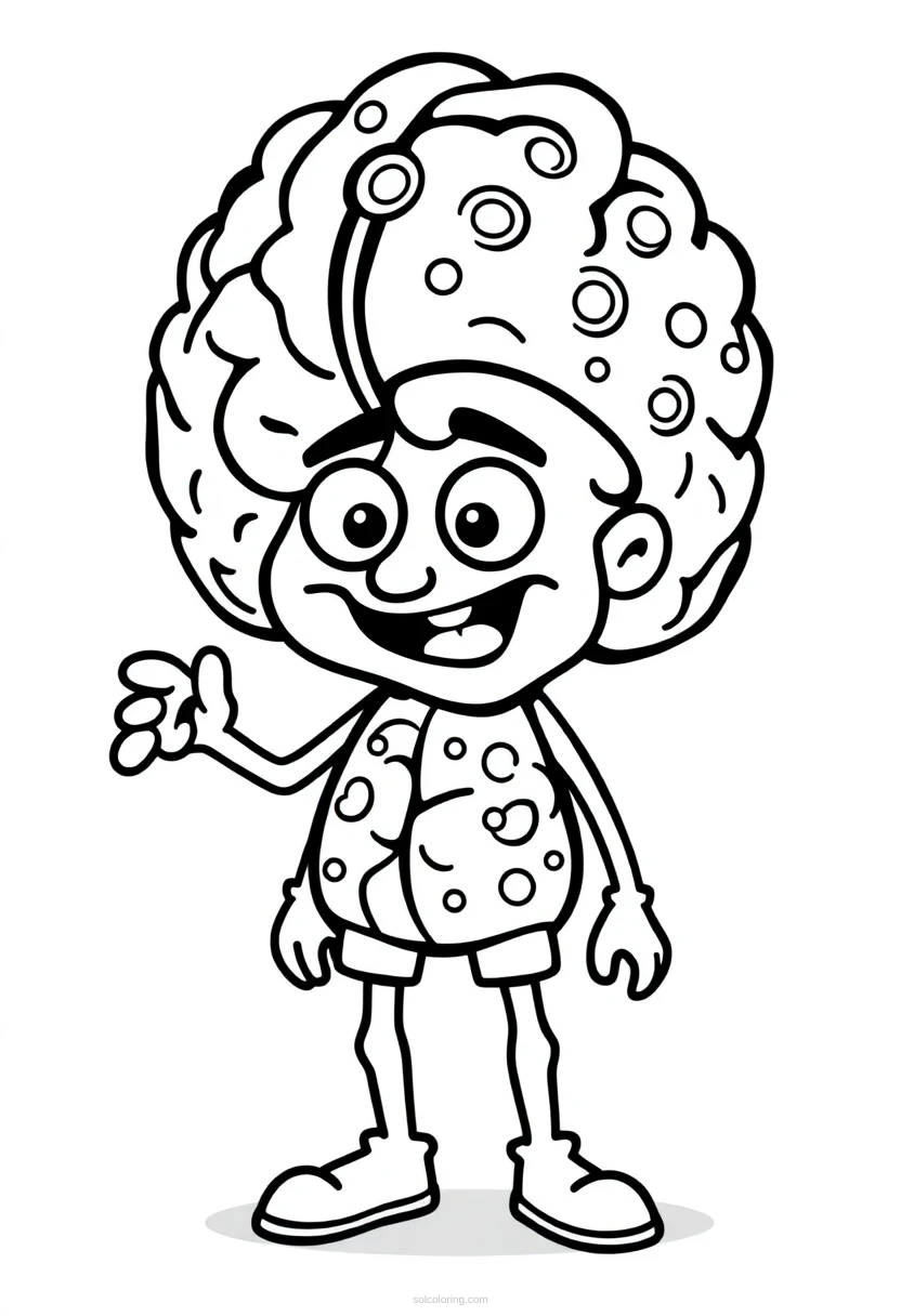 Galaxy Brain Character coloring page for kids