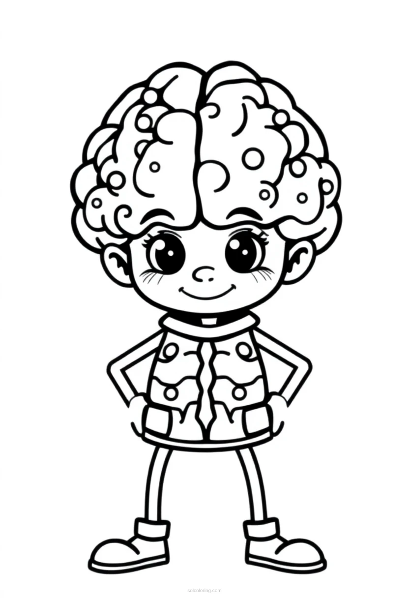 Galaxy Brain Character coloring page for kids