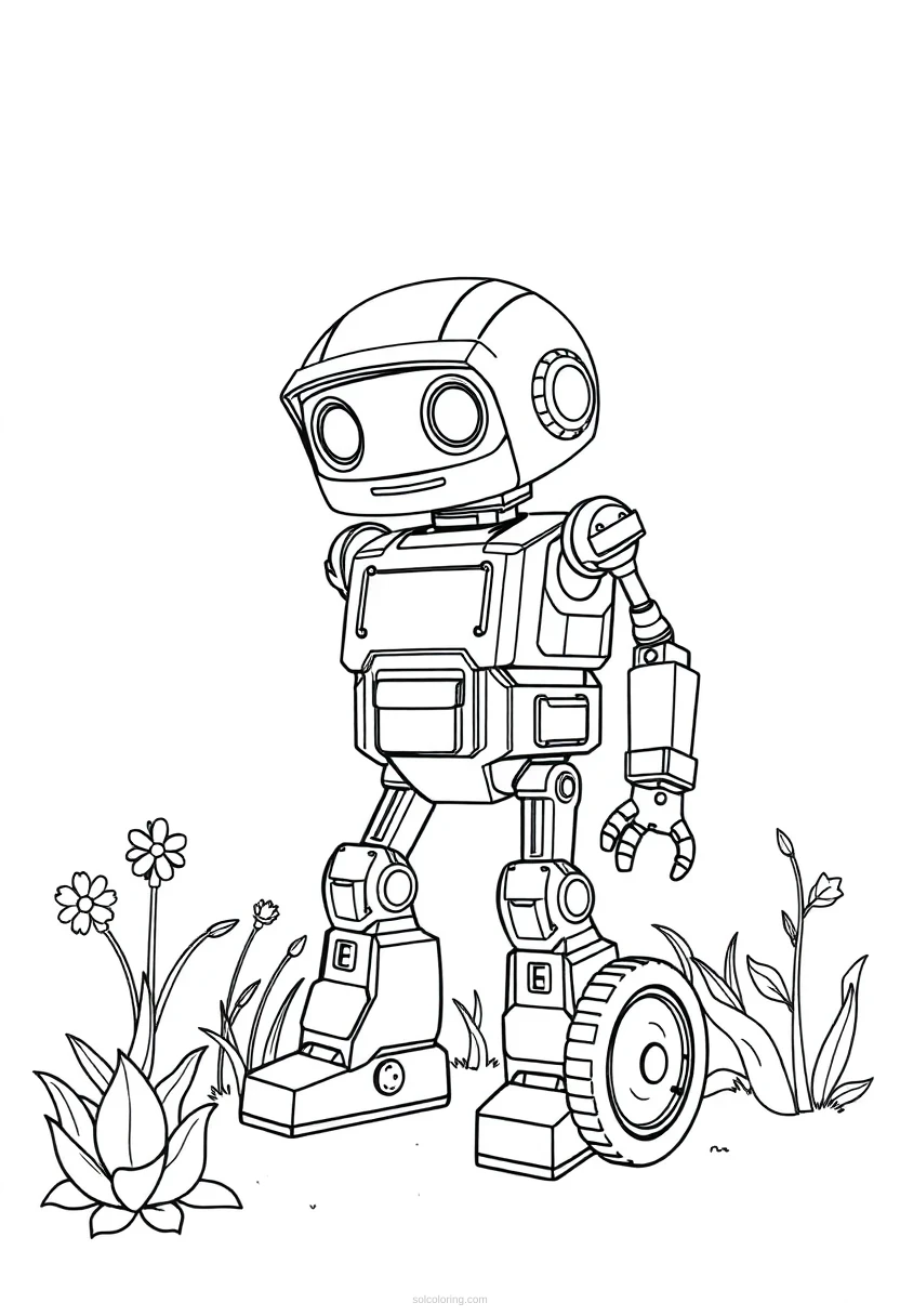 Garden Work Robot coloring page for kids