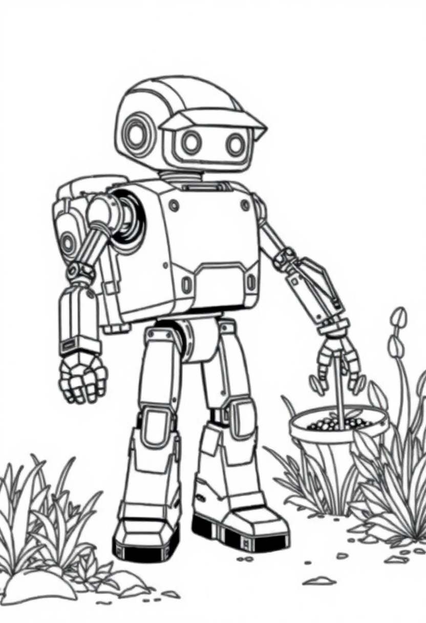 Garden Work Robot coloring page, free printable