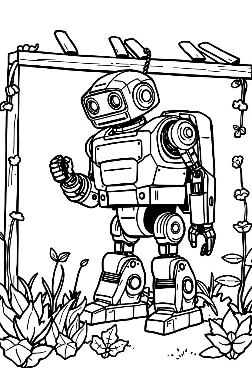 Garden Work Robot coloring page, free printable