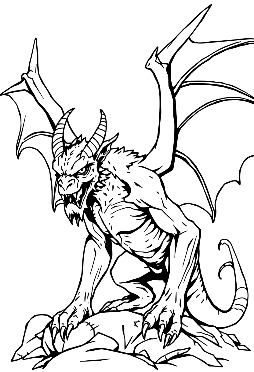 Gargoyle coloring page, free printable