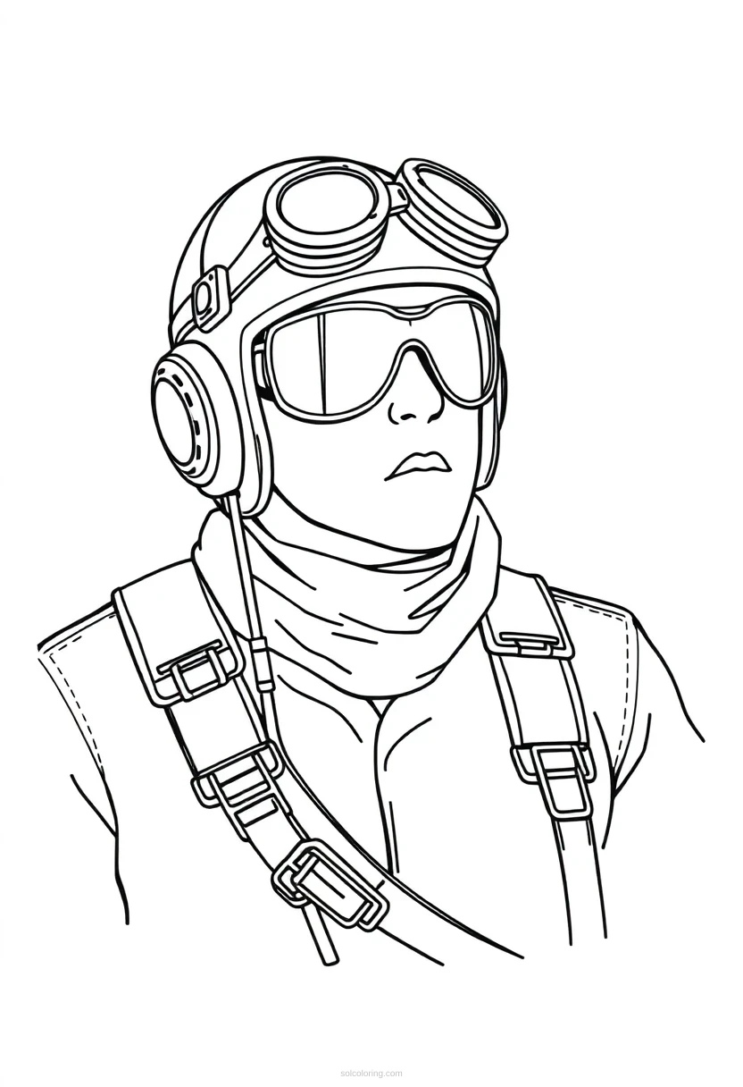 Gear Decorated Aviator coloring page for kids