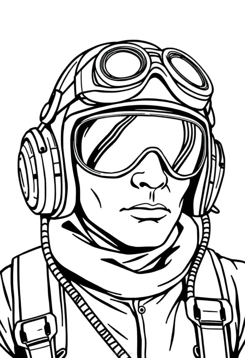 Gear Decorated Aviator coloring page for kids
