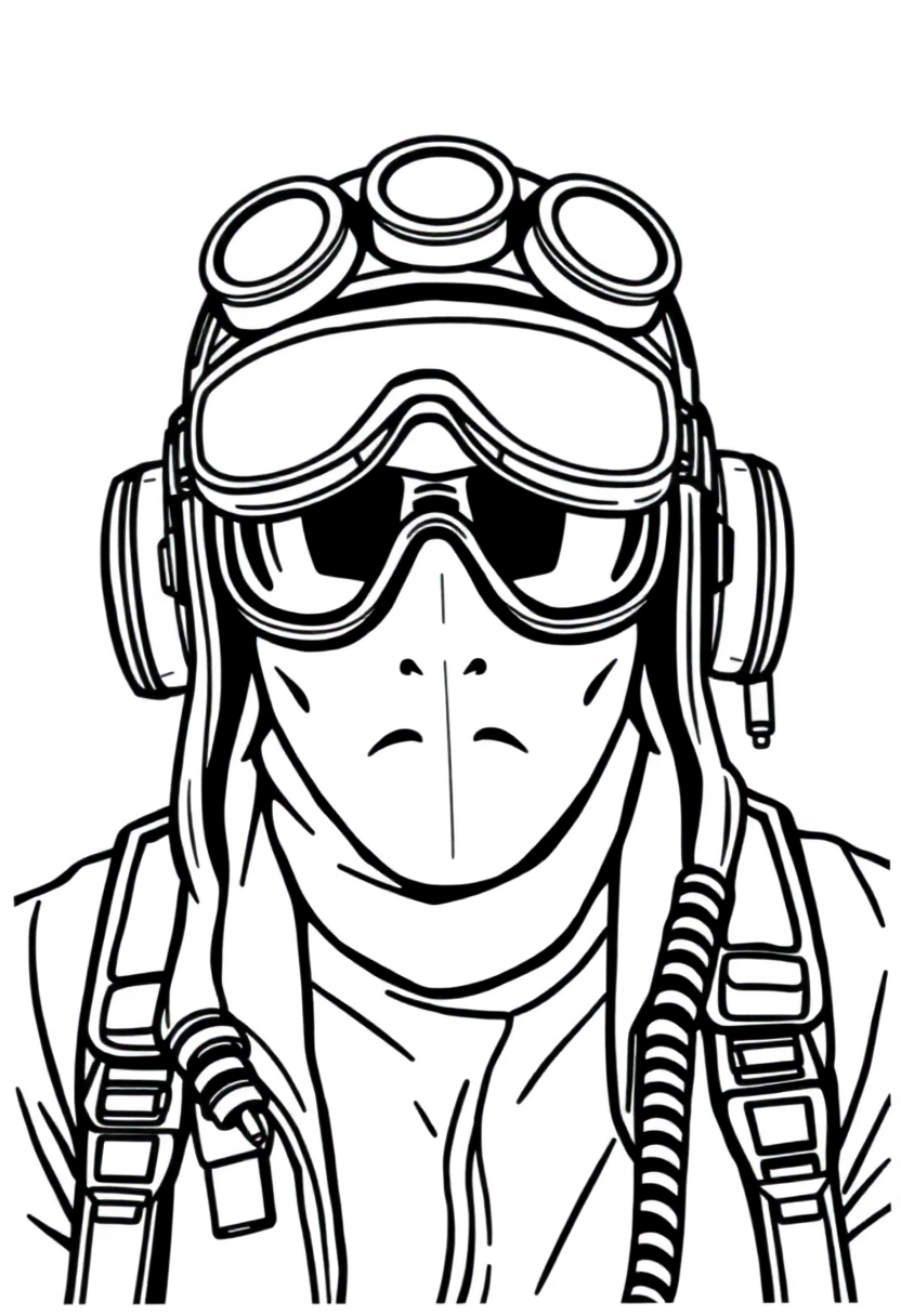 Gear-Decorated Aviator coloring page, free printable