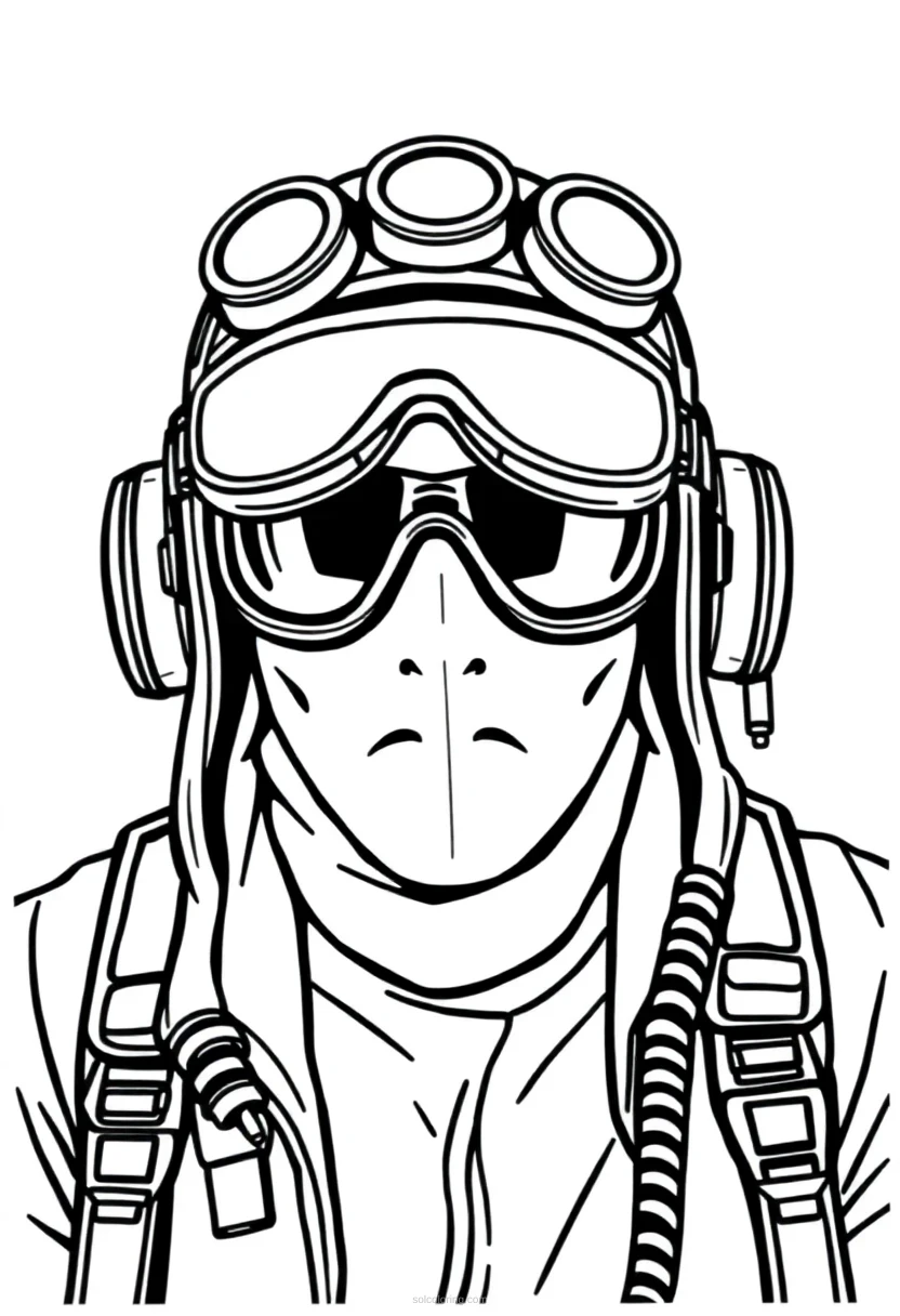 Gear Decorated Aviator coloring page for kids