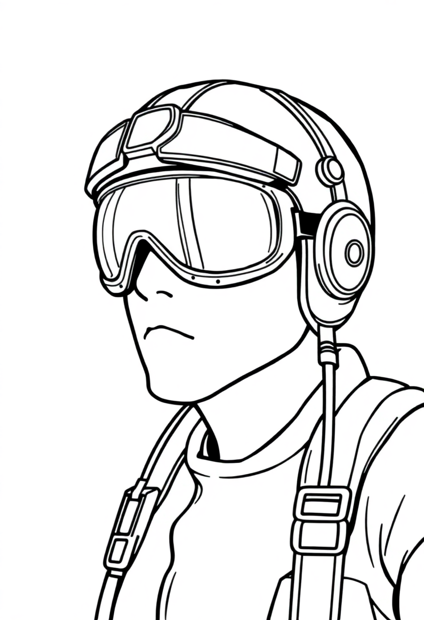 Gear-Decorated Aviator coloring page, free printable