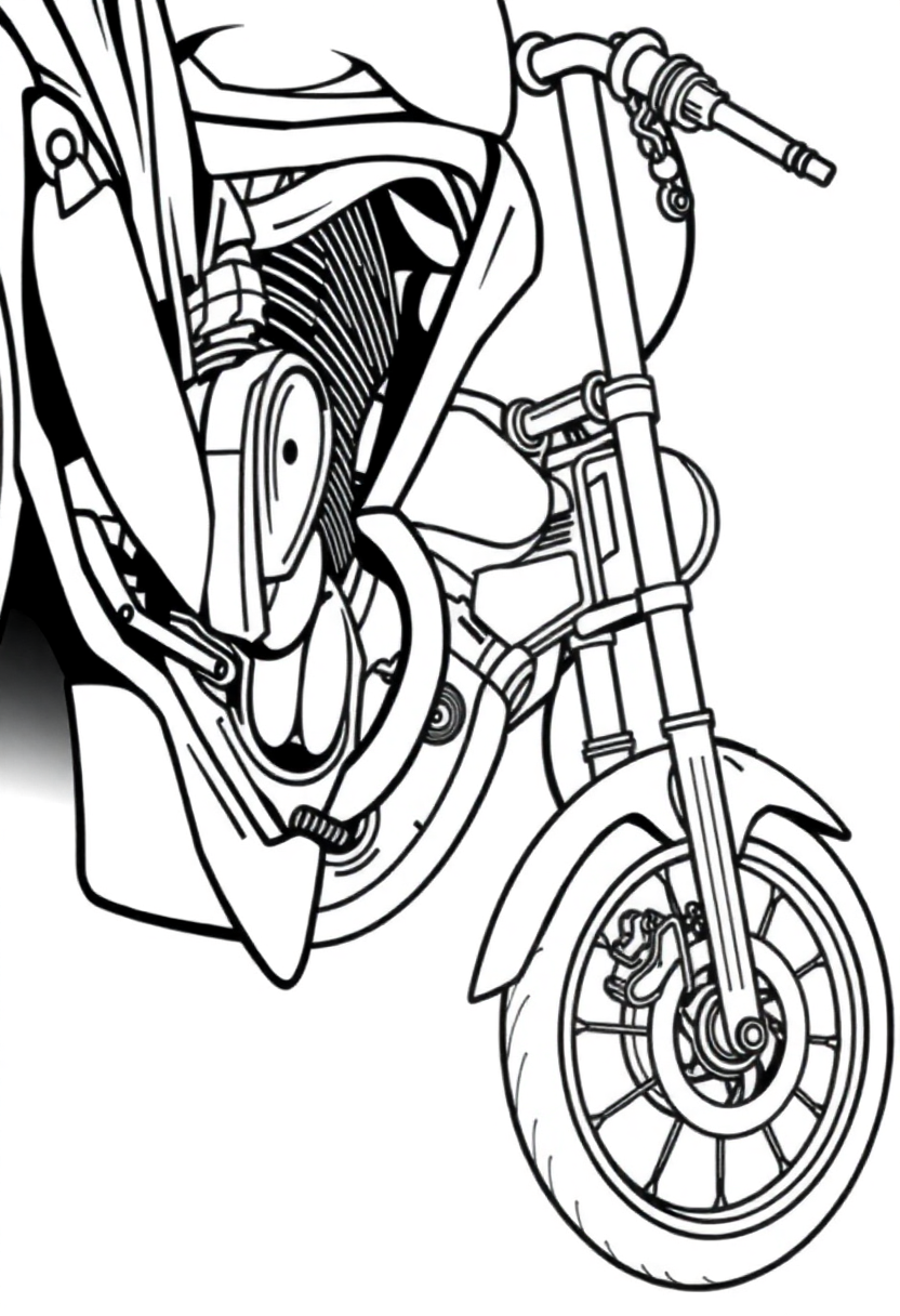 Gear-Driven Motorcycle coloring page, free printable