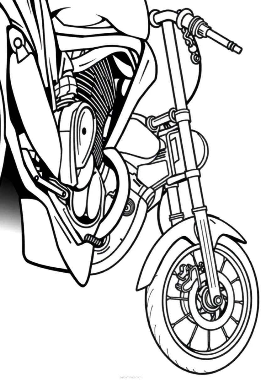 Gear-Driven Motorcycle coloring page for kids