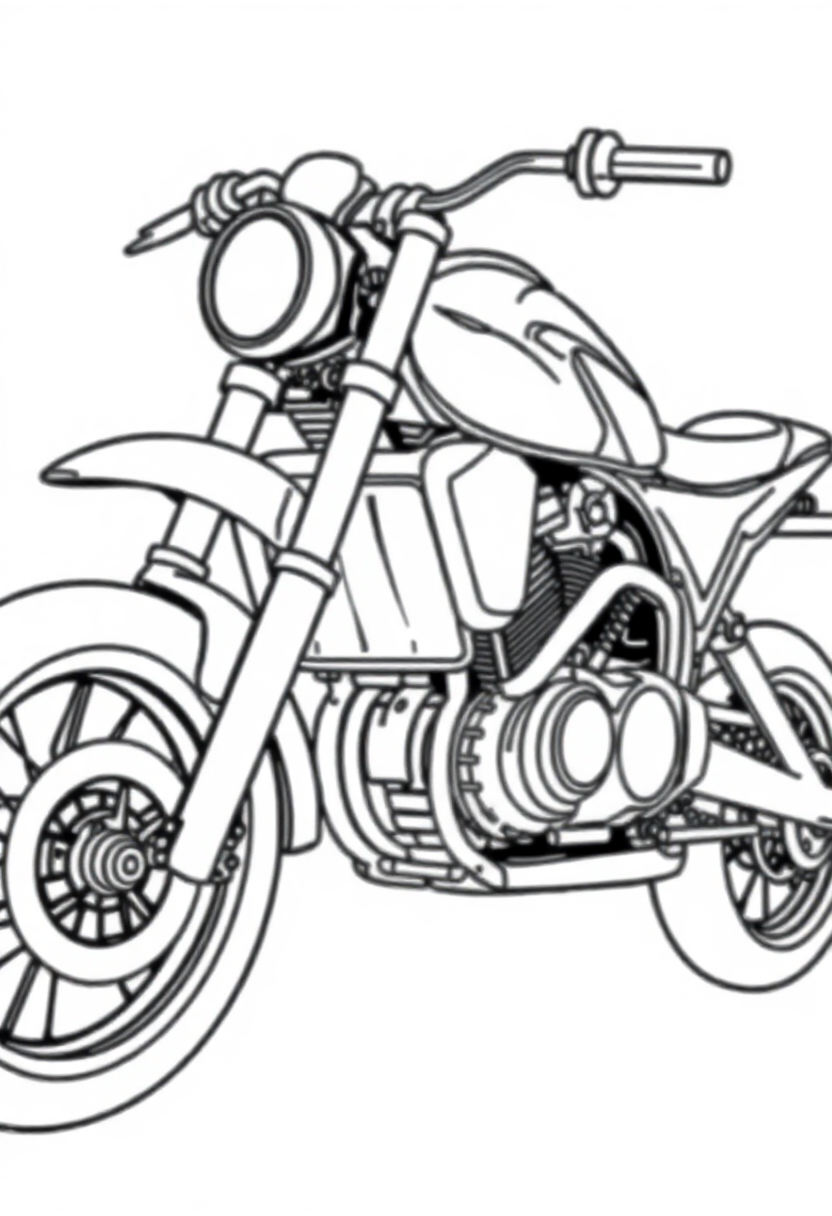 Gear-Driven Motorcycle coloring page, free printable