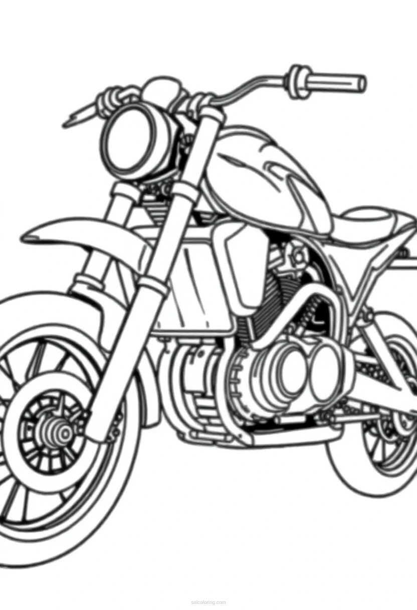 Gear-Driven Motorcycle coloring page for kids