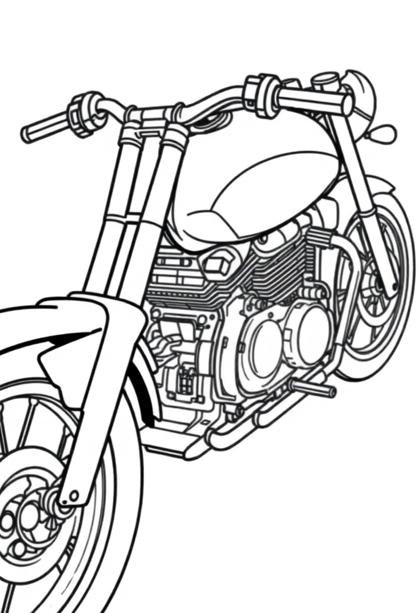 Gear-Driven Motorcycle coloring page, free printable