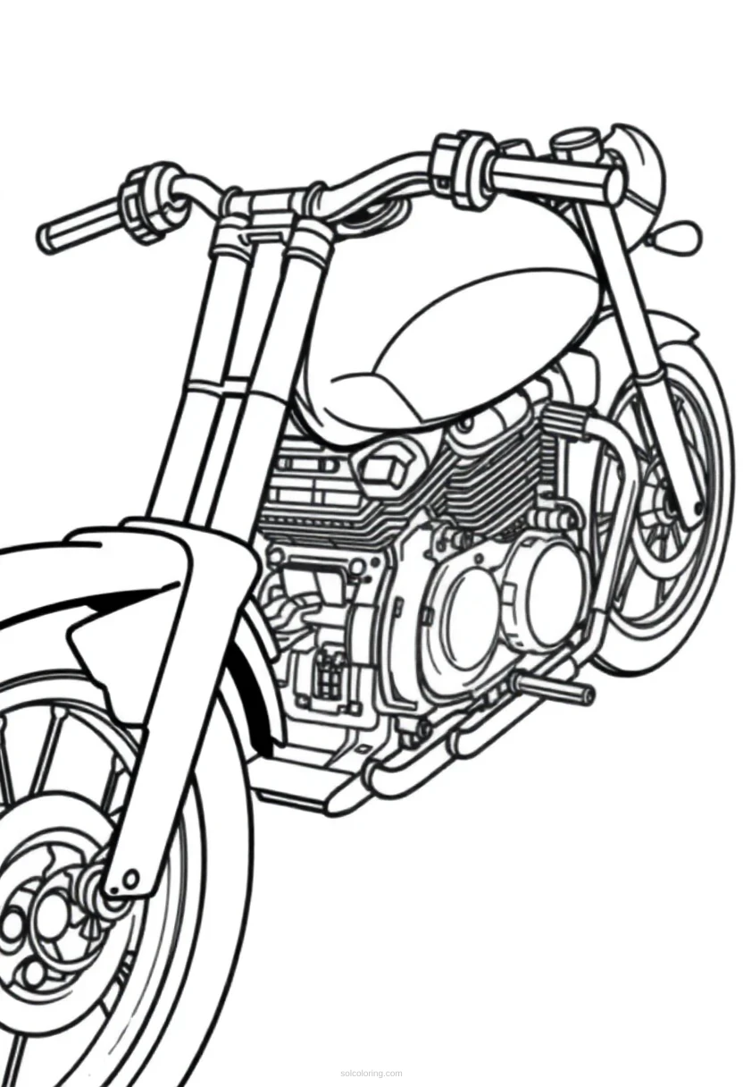 Gear-Driven Motorcycle coloring page for kids