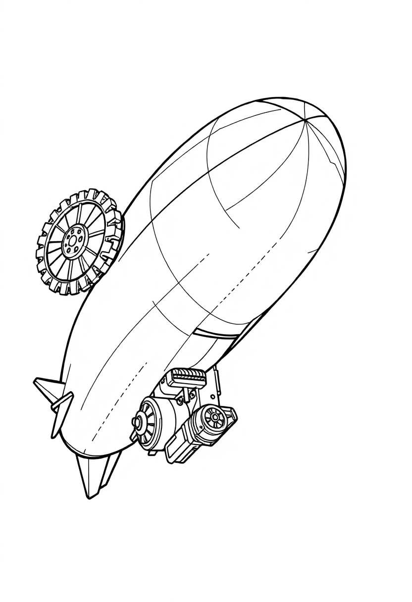 Gear-Powered Zeppelin coloring page, free printable