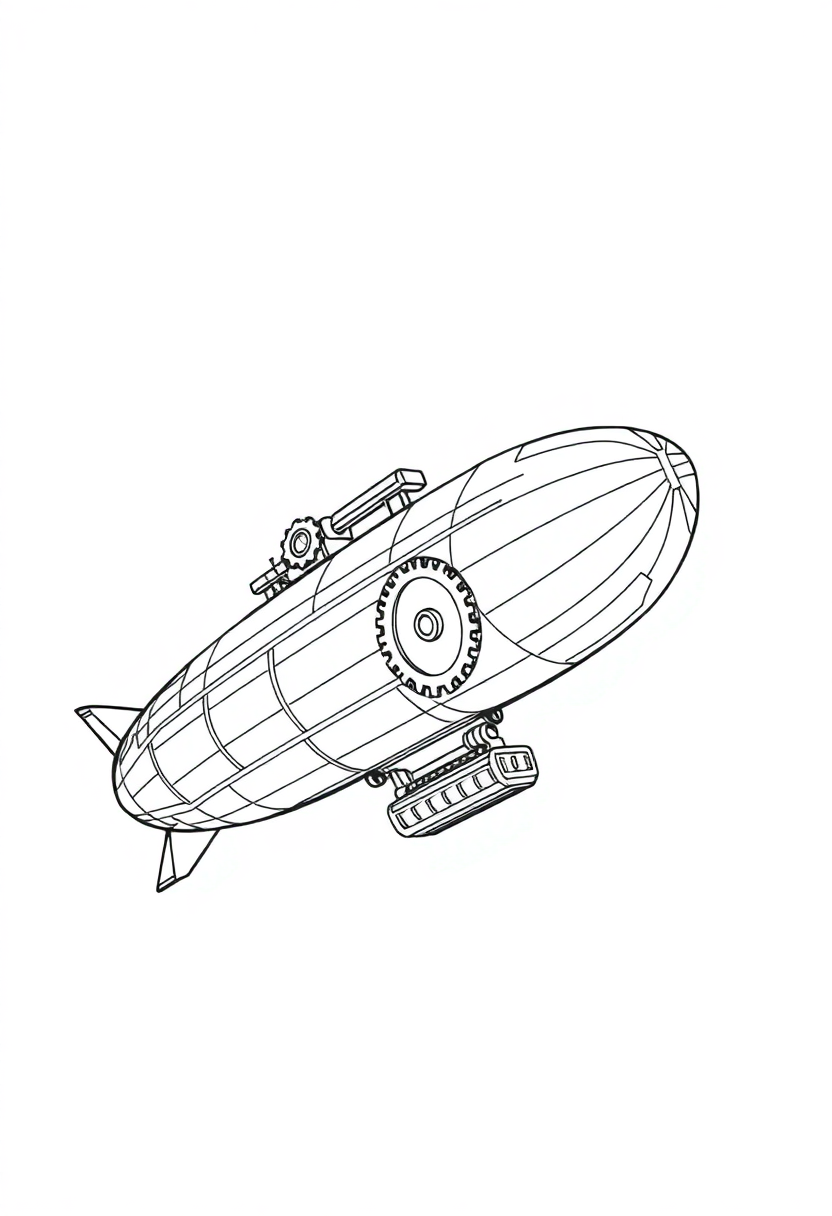 Gear-Powered Zeppelin coloring page, free printable