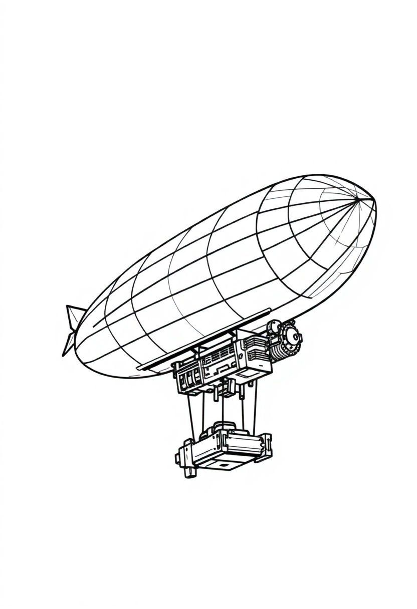 Gear-Powered Zeppelin coloring page, free printable