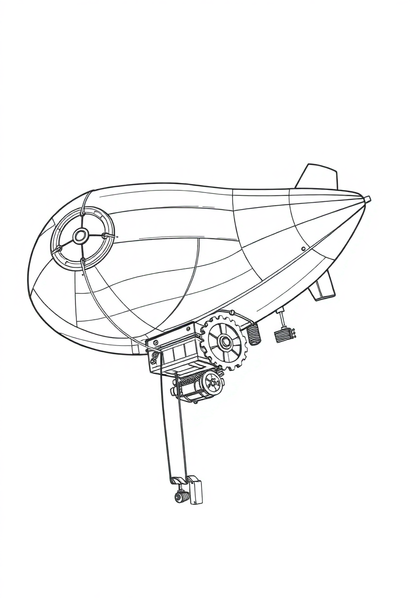 Gear-Powered Zeppelin coloring page, free printable