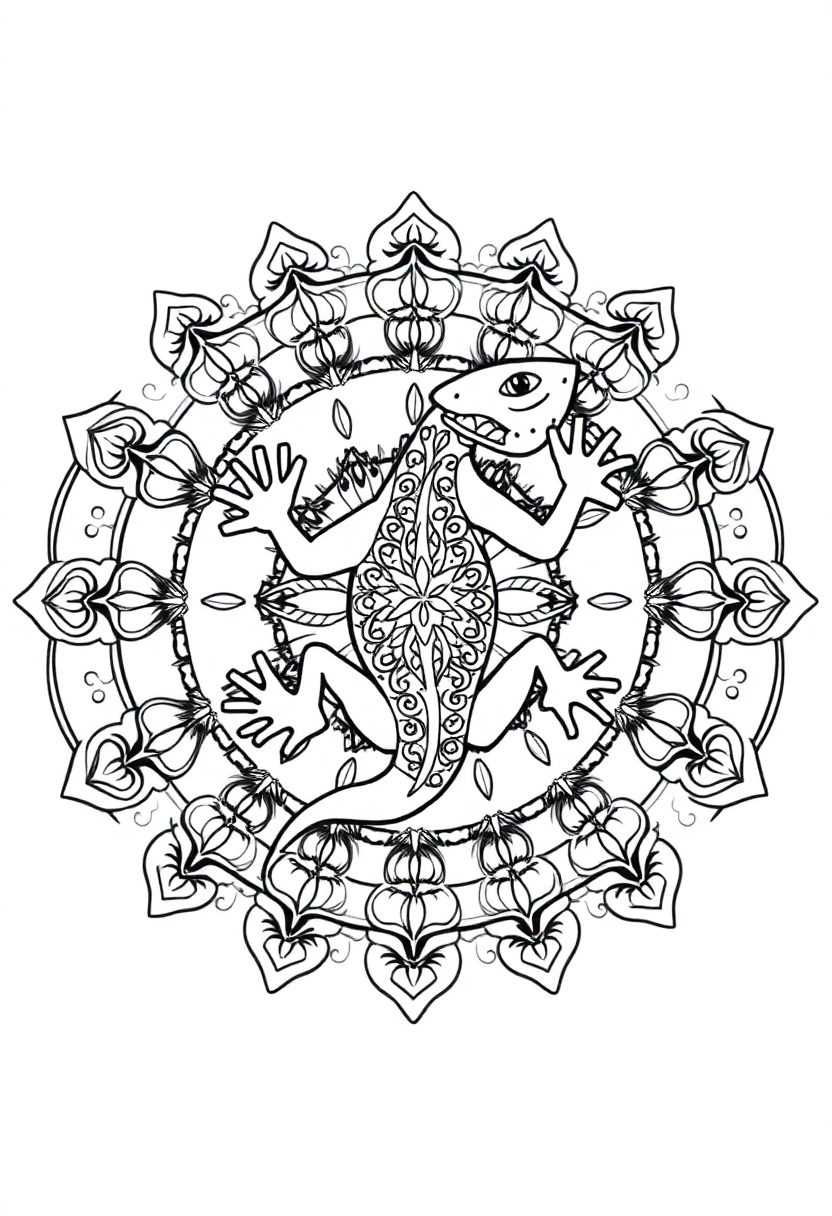 Gecko coloring page, free printable