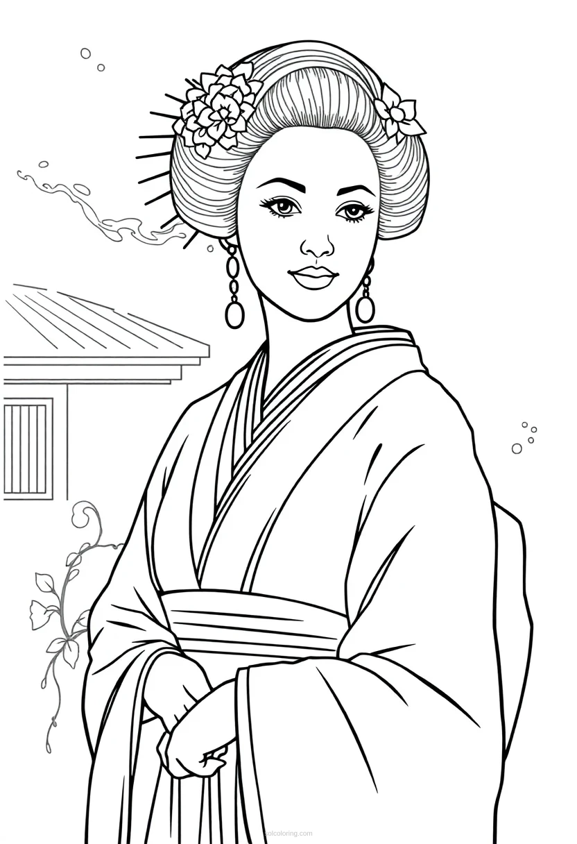 Geisha coloring page for kids