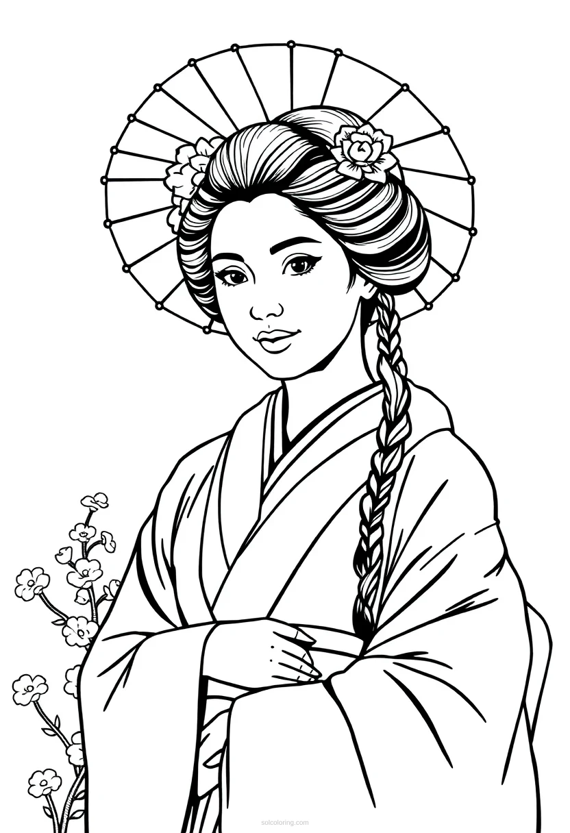 Geisha coloring page for kids
