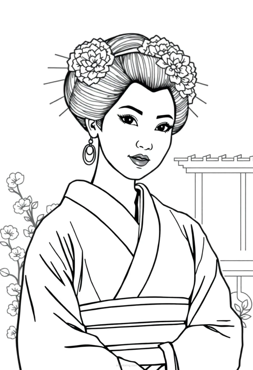 Geisha Chibi coloring pages