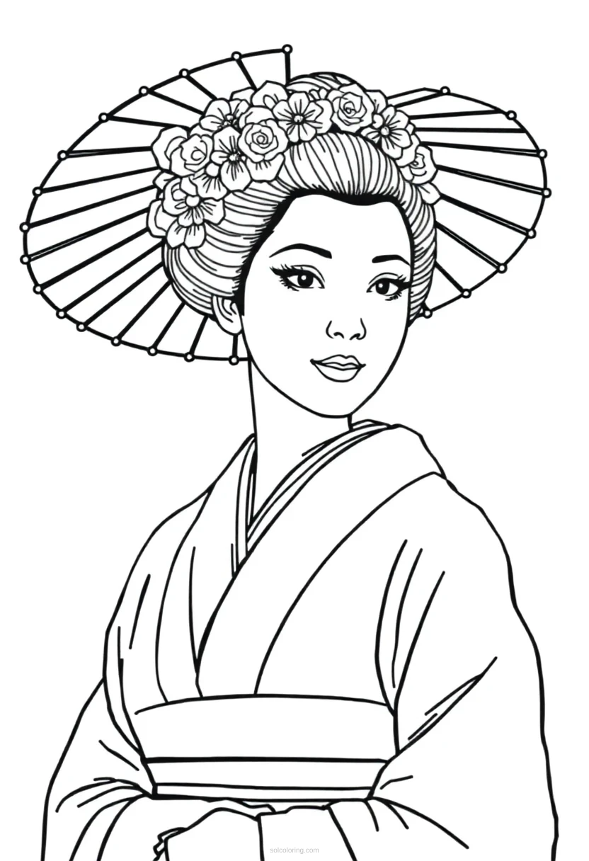 Geisha coloring page for kids