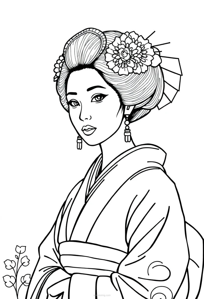 Geisha coloring page for kids
