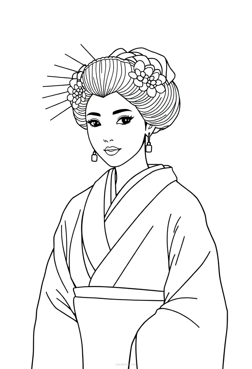 Geisha coloring page for kids